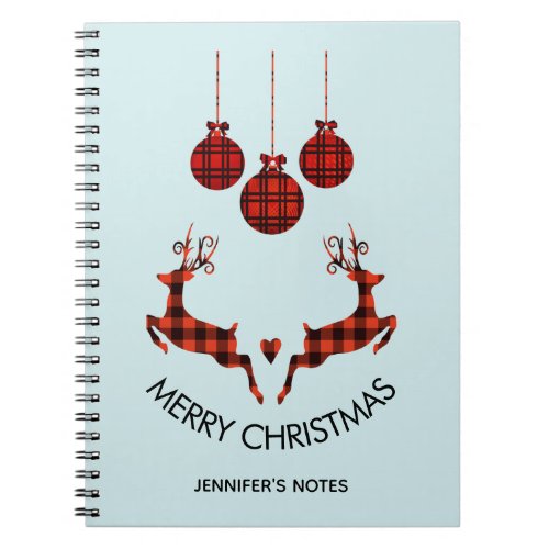 2 Christmas Deer Jumping Rustic Style Notebook