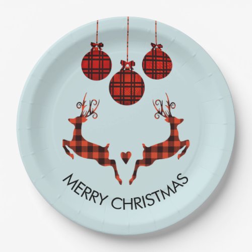 2 Christmas Deer Jumping Rustic Style Paper Plates