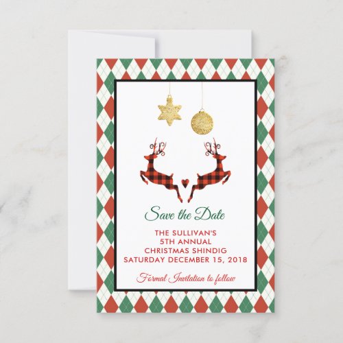2 Christmas Deer Jumping Save the Date