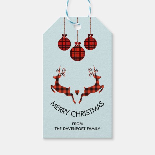 2 Christmas Reindeer Jumping Rustic Hunter Gift Tags