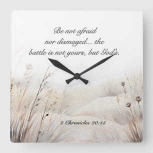 2 Chronicles 20:15 The Battle is God's Bible Verse Square Wall Clock