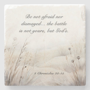 2 Chronicles 20:15 The Battle is God's Bible Verse Stone Coaster
