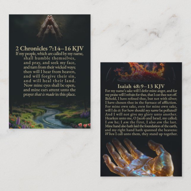 2 Chronicles 7:14-16 and Isaiah 48:9-13 KJV Card (Front/Back)