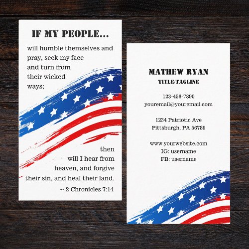 2 Chronicles 714 Bible American Flag Christian Business Card