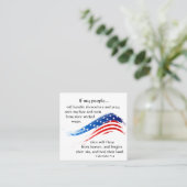 2 Chronicles 7:14 Bible American Flag Christian Square Business Card (Standing Front)