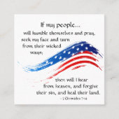 2 Chronicles 7:14 Bible American Flag Christian Square Business Card (Front)