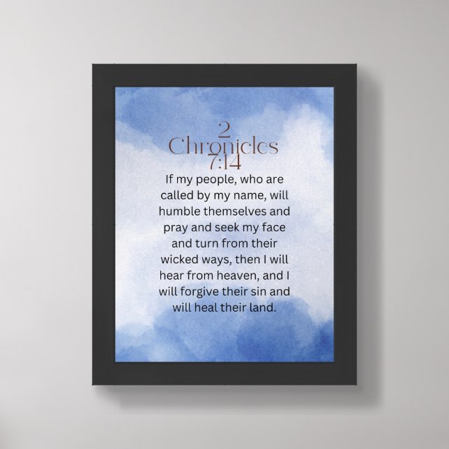 2 Chronicles 7:14 Christian Bible Verse Image Framed Art (Framed Front)