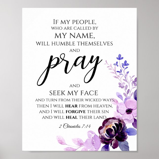 2 Chronicles 7:14 If My People Pray Christian Poster (Front)