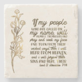 2 Chronicles 7:14 Bible Verse Man Kneeling to Pray Stone Coaster