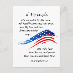 2 Chronicles 7:14 If My People will Pray USA Flag Postcard