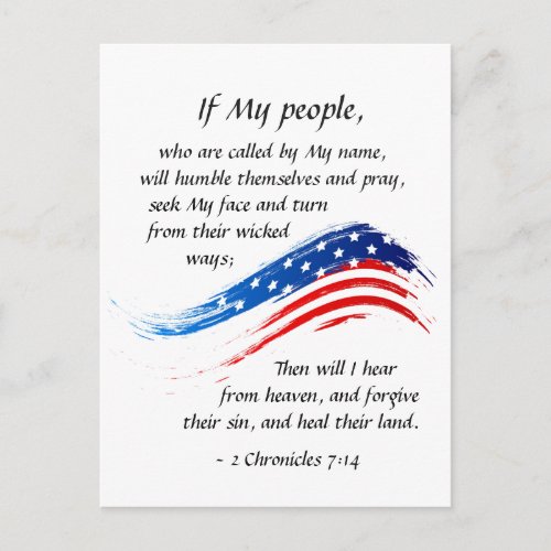 2 Chronicles 714 If My People will Pray USA Flag Postcard