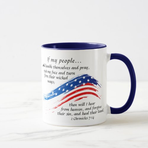 2 Chronicles 714 Prayer USA Flag Mug