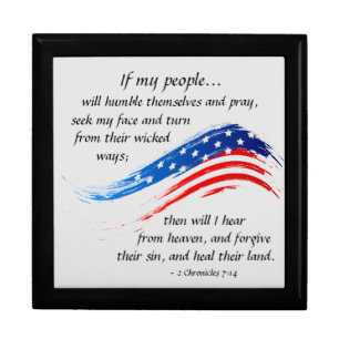 2 Chronicles 7:14 Scripture, American Flag Gift Box