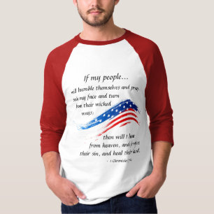 2 Chronicles 7:14 Scripture, American Flag T-Shirt