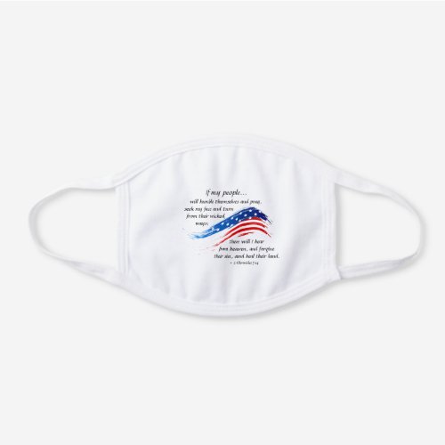 2 Chronicles 714 Scripture American Flag White Cotton Face Mask