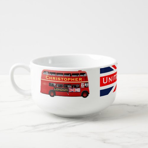 2 Classic Red London Buses Soup Mug