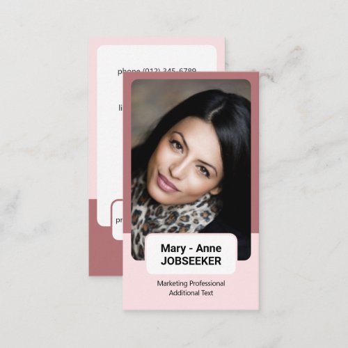 2 Colored Classic Job Seeker Classy Vintage Pink  Business Card