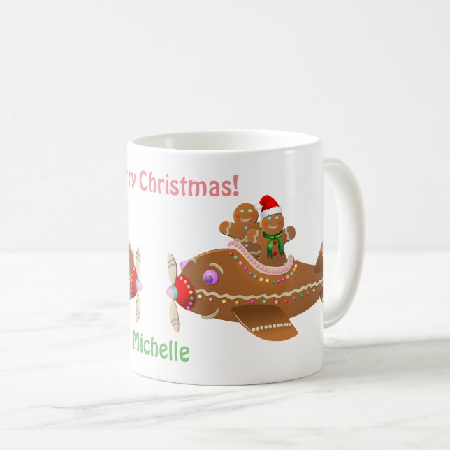 2 Colorful Gingerbread Airplane Cartoons Coffee Mug (Front Right)