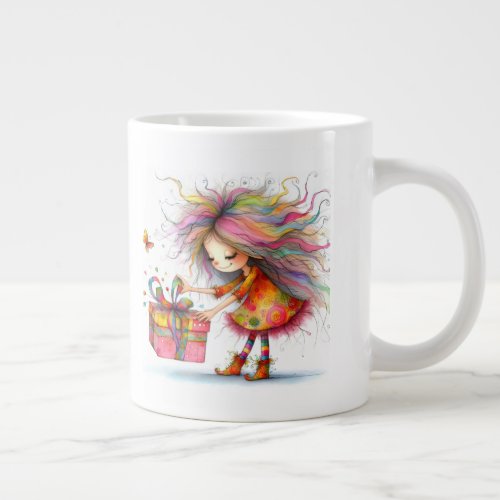 *  2 Colorful  Whimsical Christmas Girl  Gift AP97 Giant Coffee Mug