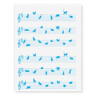 2 Conceptual Art Blue Cat Song Temporary Tattoos