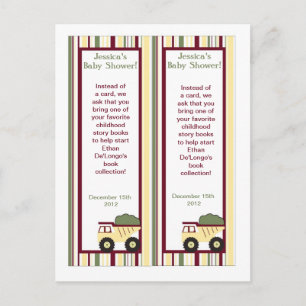 2 Construction Zone Baby Shower Bookmarks Invitation Postcard