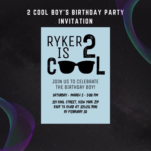 2 Cool Retro Sunglasses Boy 2nd Birthday  Invitation
