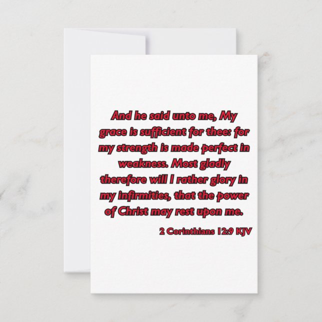 2 Corinthians 12:9 Bible Scripture KJV Greeting Card (Front)