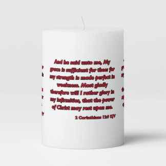 2 Corinthians 12:9 Bible Scripture KJV Pillar Candle