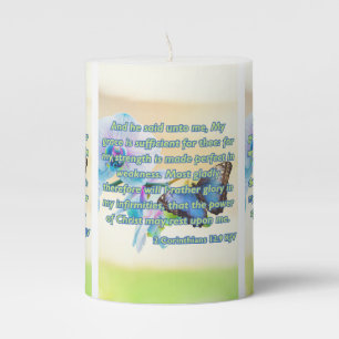 2 Corinthians 12:9 Bible Scripture Pic Pillar Candle