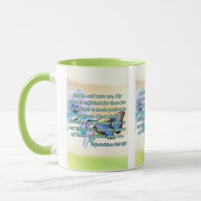 2 Corinthians 12:9 Bible Scripture Pic Two-Tone Mug (Left)