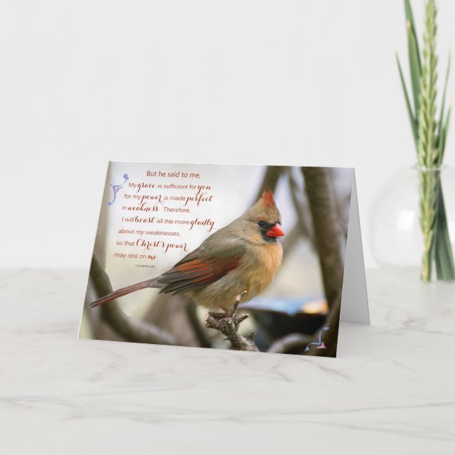 2 Corinthians 12:9 Cardinal encouragement card (Front)