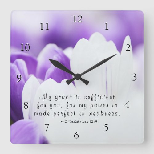 2 Corinthians 129 My Grace is Sufficient for You Square Wall Clock