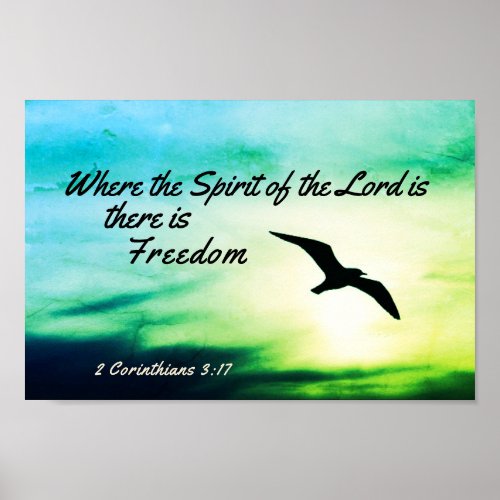 2 Corinthians 317 Freedom Bible Verse Bird Flying Poster