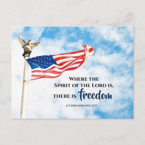 2 Corinthians 317 Spirit of the Lord USA Flag Postcard