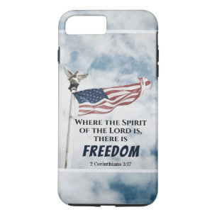2 Corinthians 3:17 There is Freedom, American Flag iPhone 8 Plus/7 Plus Case