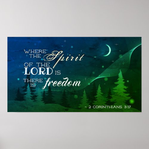 2 Corinthians 317 there is freedom Bible Verse Poster