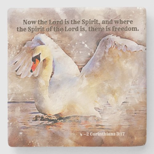 2 Corinthians 317 there is freedom Bible Verse Stone Coaster