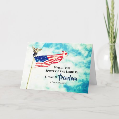 2 Corinthians 317 There is Freedom USA Flag Card