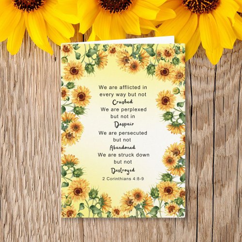  2 Corinthians 48_9 Bible Verse Sunflower  Card