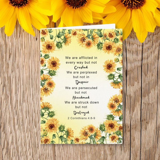  2 Corinthians 4:8-9 Bible Verse Sunflower  Card (Creator Uploaded)