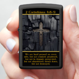 2 Corinthians 4:8-9 Resilience and Faith Cross Zippo Lighter