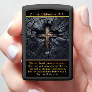 2 Corinthians 4:8-9 Strength in Adversity Cross Zippo Lighter