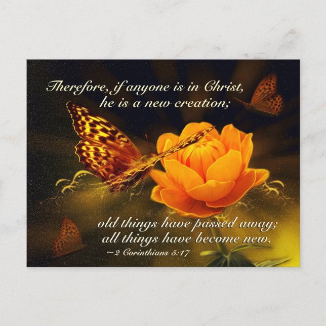 2 Corinthians 5:17 If anyone is in Christ, Bible Postcard (Front)