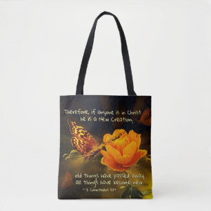 2 Corinthians 5:17 If anyone is in Christ, Bible Tote Bag