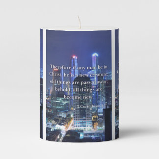 2 Corinthians 5:17 KJV Bible Verse Pic Pillar Candle