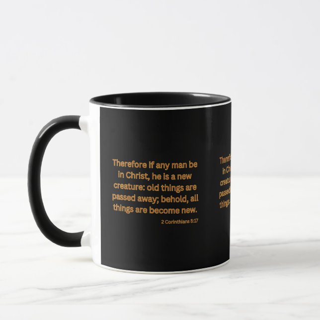 2 Corinthians 5:17 KJV Bible Verse Two-Tone Mug (Left)