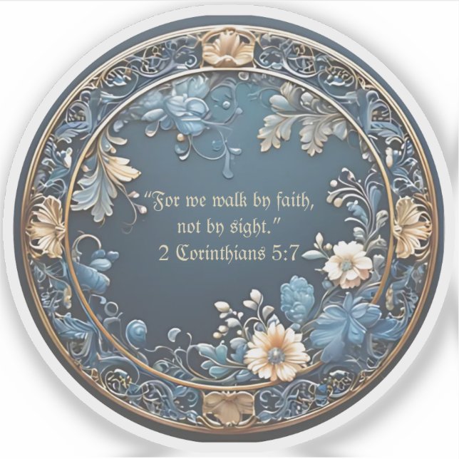 2 Corinthians 5:7 Bible Inspiration Classic Round  Sticker (Front)