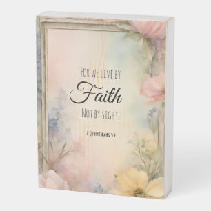 2 Corinthians 5:7 Christian Bible Verse Art Wooden Box Sign