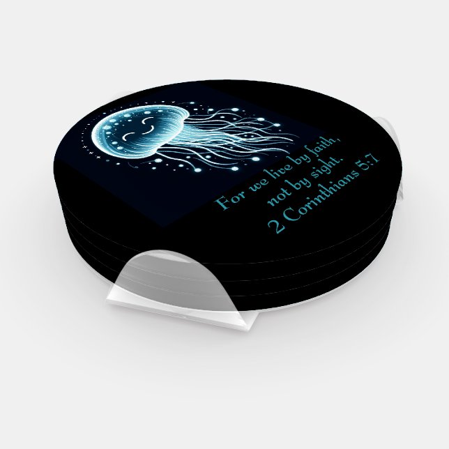 2 Corinthians 5:7 Jelly fish smiling Coaster Set (Set)
