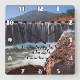 2 Corinthians 5:7 Stepping Stones Square Wall Clock